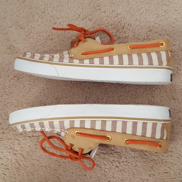 Sperry Top Sider canvas leather boat shoes sz 6.5M - Picture 3 of 8